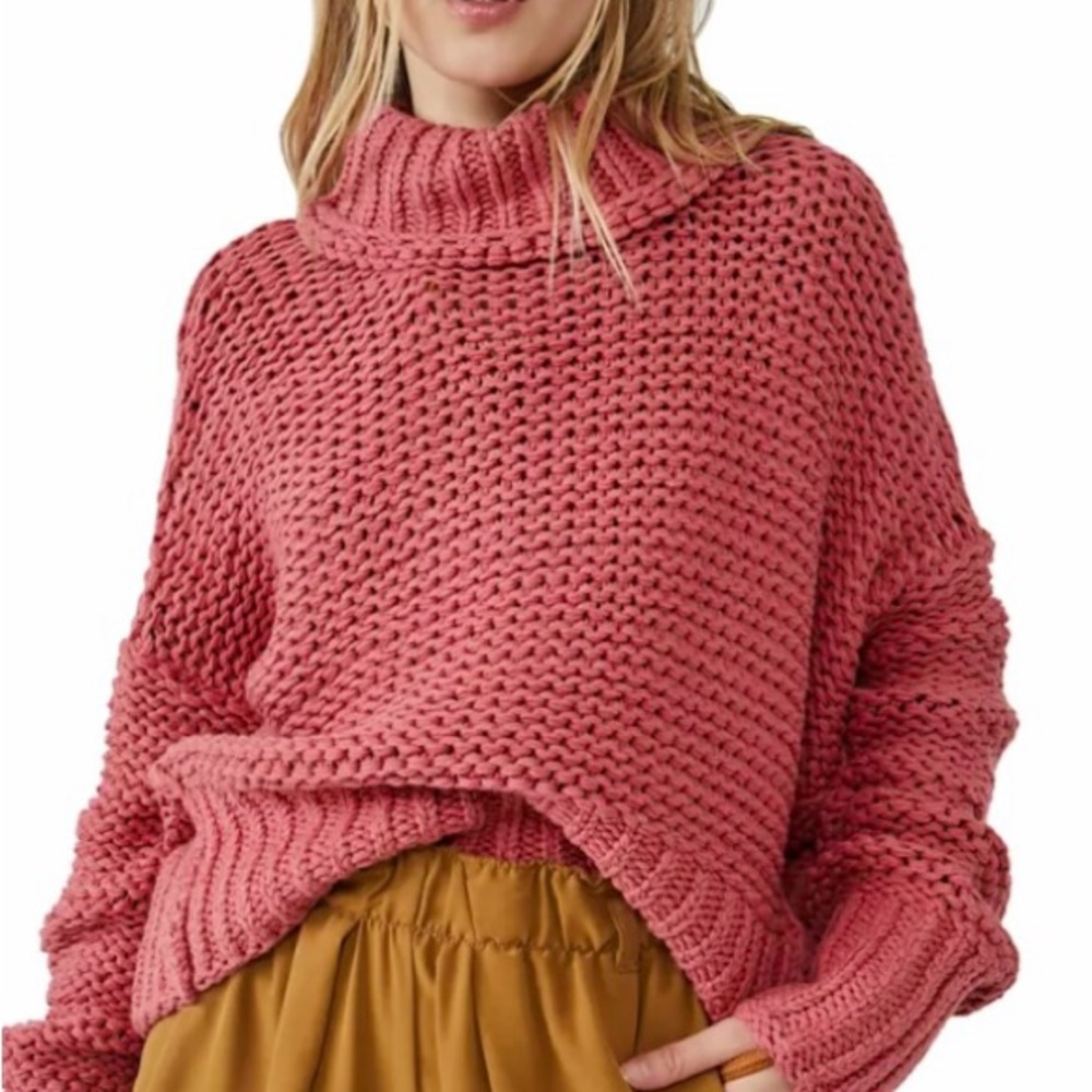 Free People My Only Sunshine Chunky Knit Sweater XS Pink